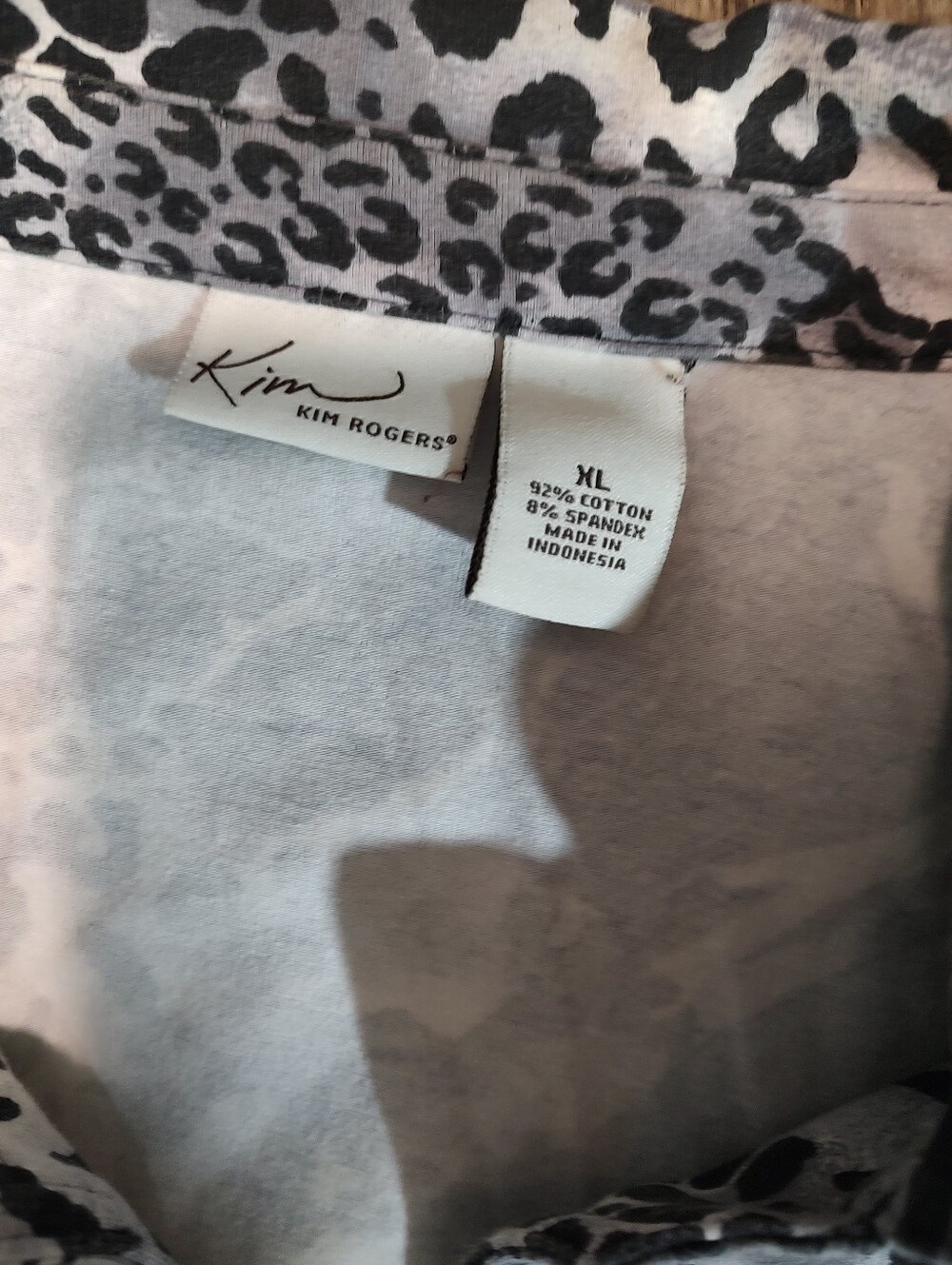 Kim Rogers Black & White Animal-Print Bomber Jacket Size XL - Picture 6 of 6